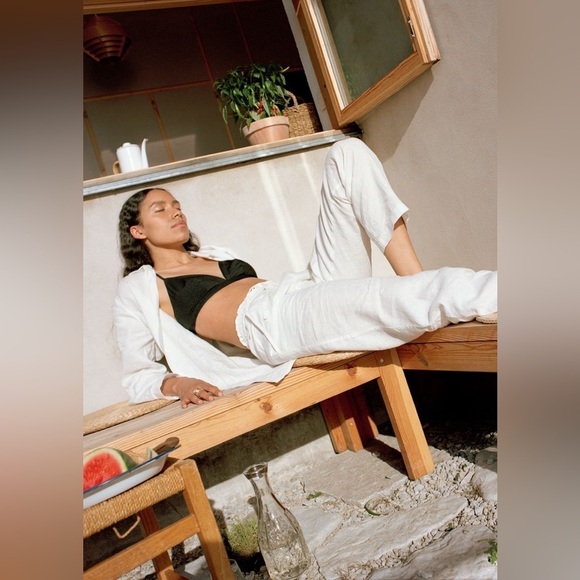 & OTHER STORIES Relaxed Linen Trousers In White - Picture 3 of 7